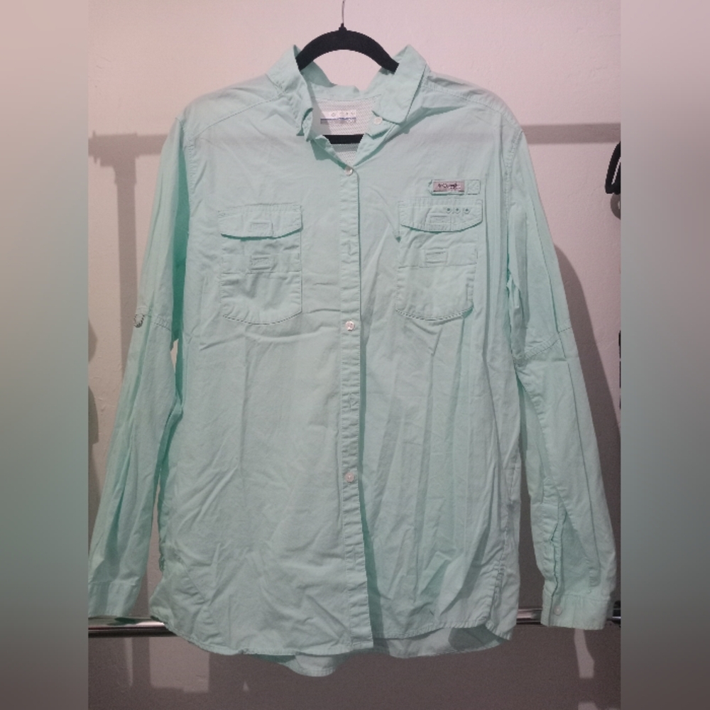 Columbia PFG Long Sleeve Teal Shirt XL